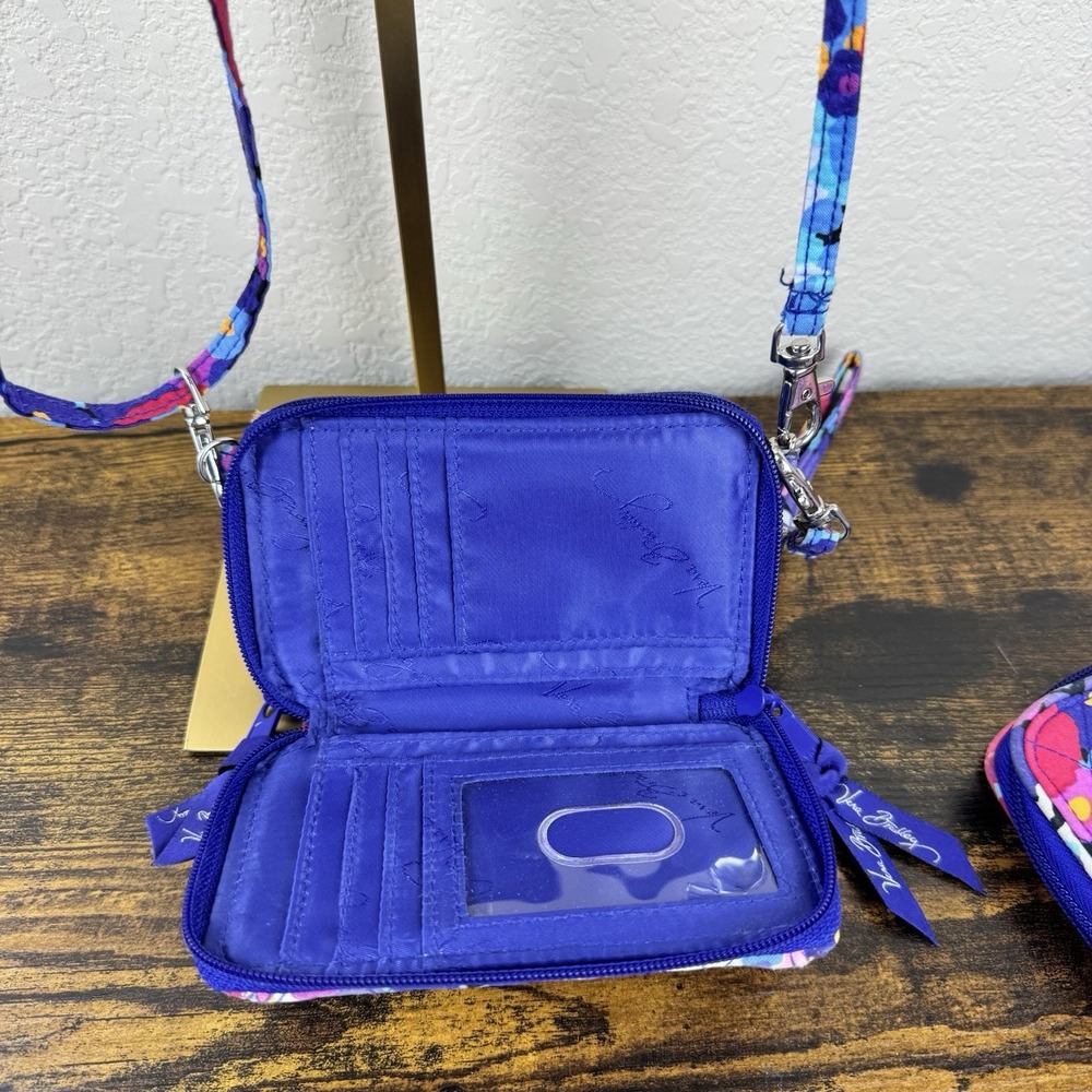 Vera Bradley Wallet Crossbody Set‎ Women Floral Quilted Zip Around Purple x2 - Picture 7 of 16